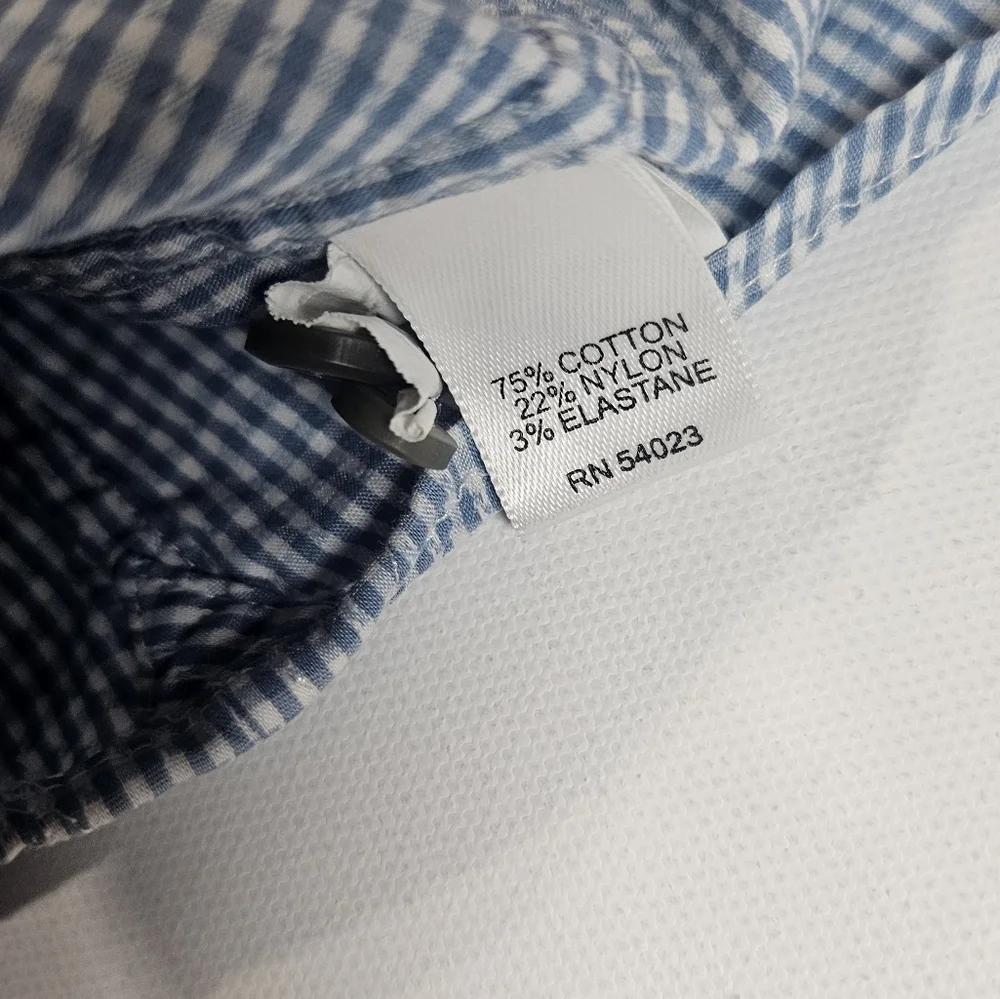 Banana Republic Dress Shirt Mens 17/17.5 Blue White Slim Fit Office Career‎ Wear